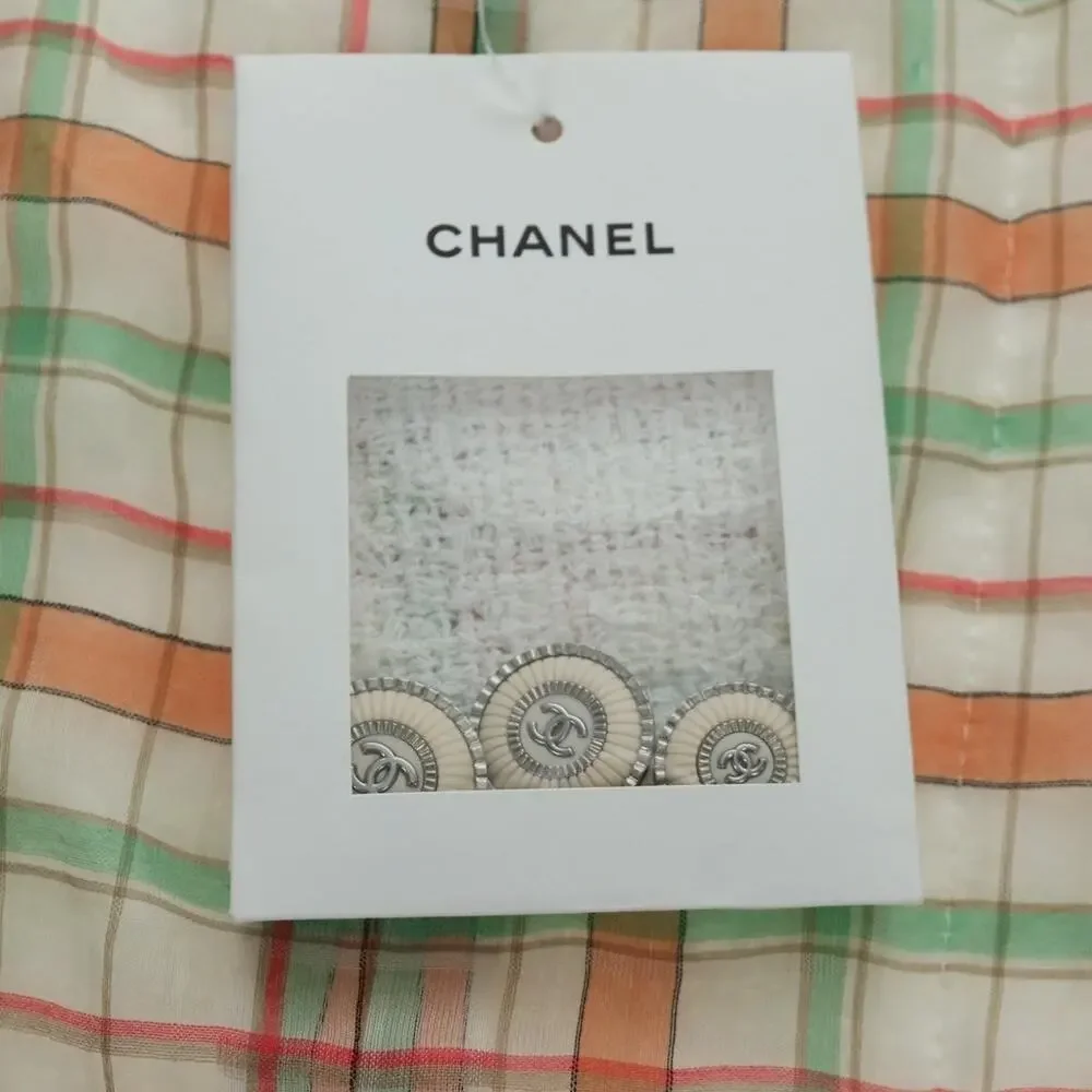 Chanel Tweed Jacket White Cotton
